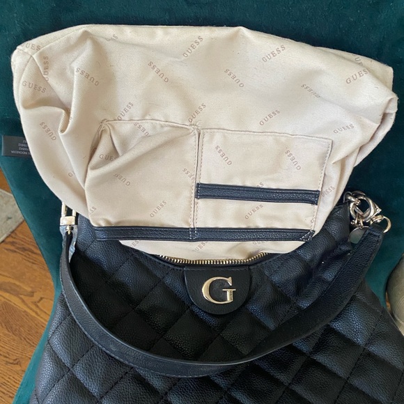 G by Guess Quilted Black Shoulder Bag with Gold Details - Picture 7 of 16